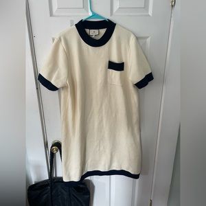 Tuckernuck Cream and Navy Short Sleeve Sweater Dress